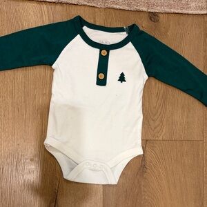 Kids Long Sleeve Bodysuit - White and Green